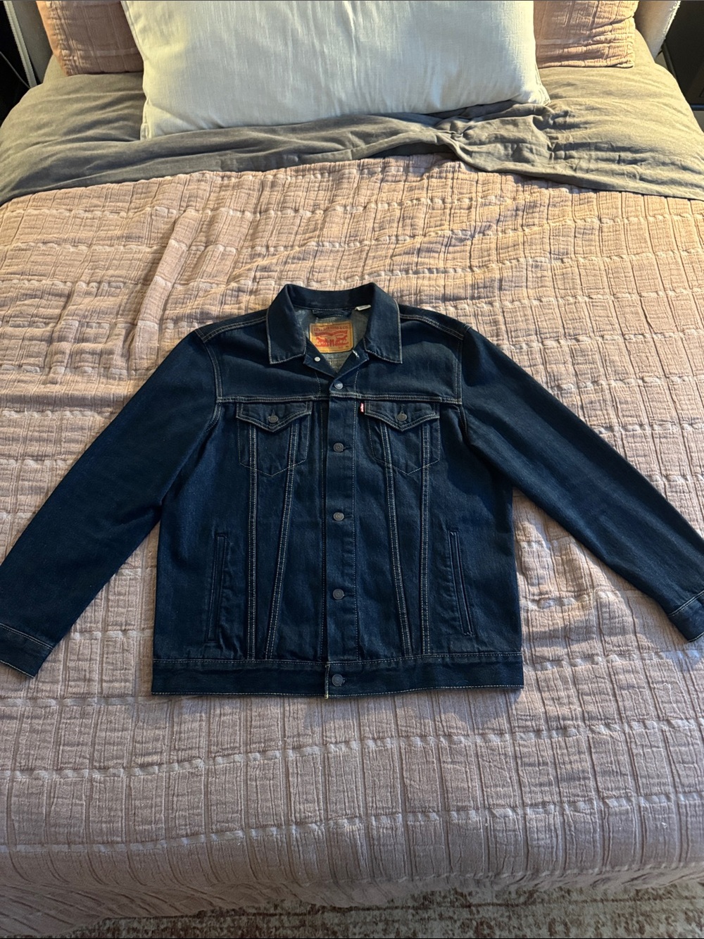Levi's XL Type III Denim Trucker Jacket - Dark Wash, Contrast Stitching